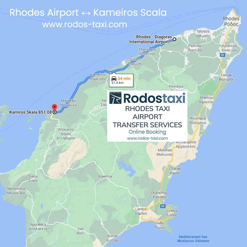 RodosTaxi - Rhodes Diagoras International Airport (RHO) to Kameiros Scala Port